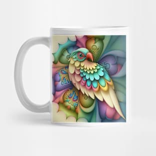 A Fractal Design in A Parrot Motif Mug